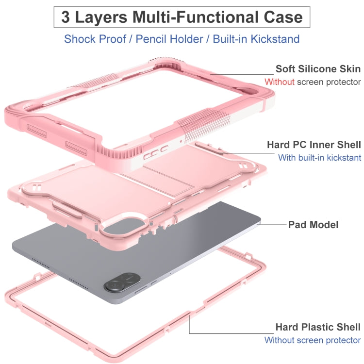 For Honor Pad X9 / X8 Pro Shockproof Silicone Hybrid PC Tablet Case with Holder(Rose Gold)
