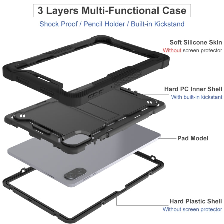 For Honor Pad X9 / X8 Pro Shockproof Silicone Hybrid PC Tablet Case with Holder(Black)
