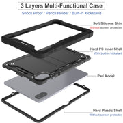 For Honor Pad X9 / X8 Pro Shockproof Silicone Hybrid PC Tablet Case with Holder(Black)