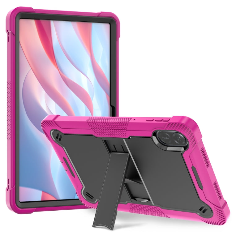 For Honor Pad X9 / X8 Pro Shockproof Silicone Hybrid PC Tablet Case with Holder(Black + Rose Red)