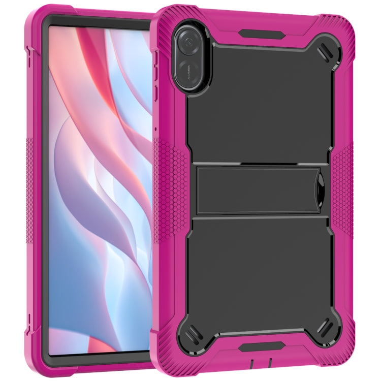 For Honor Pad X9 / X8 Pro Shockproof Silicone Hybrid PC Tablet Case with Holder(Black + Rose Red)