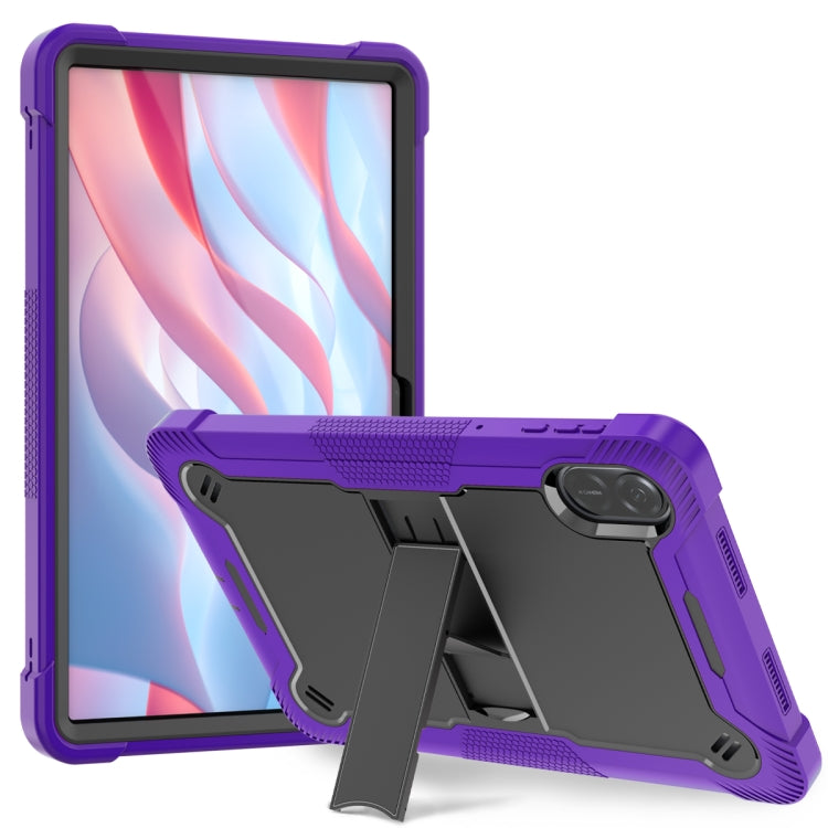 For Honor Pad X9 / X8 Pro Shockproof Silicone Hybrid PC Tablet Case with Holder(Black + Purple)