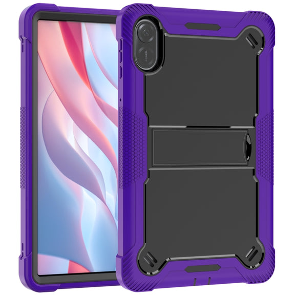 For Honor Pad X9 / X8 Pro Shockproof Silicone Hybrid PC Tablet Case with Holder(Black + Purple)