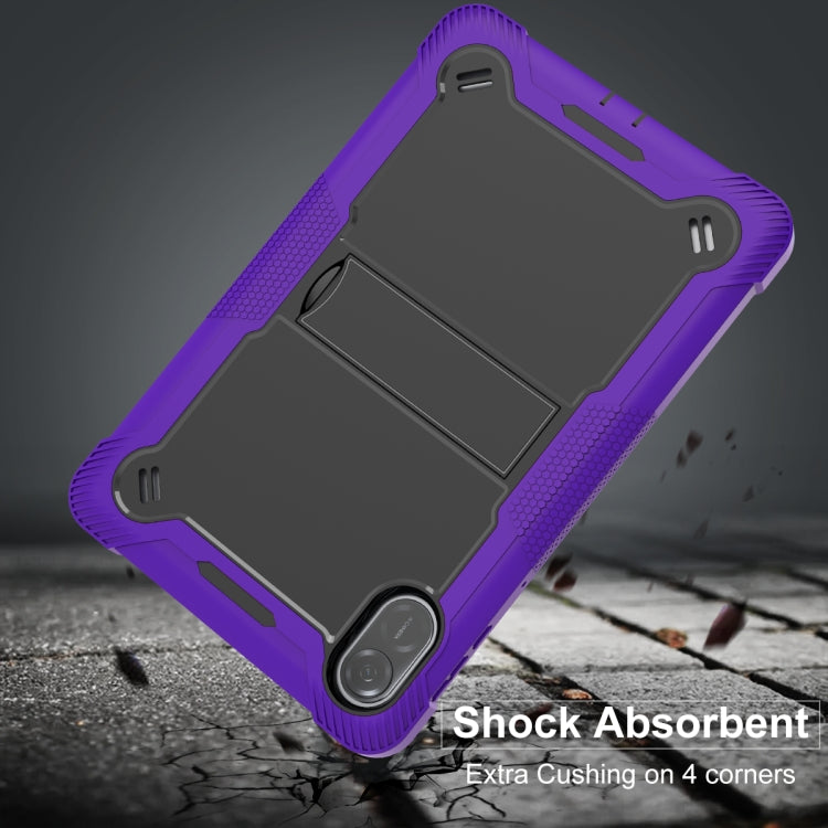 For Honor Pad X9 / X8 Pro Shockproof Silicone Hybrid PC Tablet Case with Holder(Black + Purple)