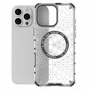 For iPhone 16 Pro Max Honeycomb Magnetic Ring Shockproof Phone Case(White)