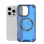 For iPhone 16 Pro Honeycomb Magnetic Ring Shockproof Phone Case(Blue)