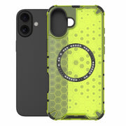 For iPhone 16 Plus Honeycomb Magnetic Ring Shockproof Phone Case(Green)