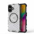 For iPhone 16 Honeycomb Magnetic Ring Shockproof Phone Case(White) - iPhone 16 Cases by PMC TechLife | Online Shopping South Africa | PMC TechLife | Buy Now Pay Later Mobicred