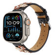 For Apple Watch Ultra 49mm Stitched Flower Leather Watch Band(Black) - Watch Bands by PMC TechLife | Online Shopping South Africa | PMC TechLife | Buy Now Pay Later Mobicred