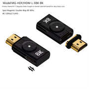 8K 60Hz HDTV to HDTV Side Bend Magnetic Converter(Black Left Bend)