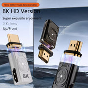 8K 60Hz HDTV to HDTV Side Bend Magnetic Converter(Black Left Bend)