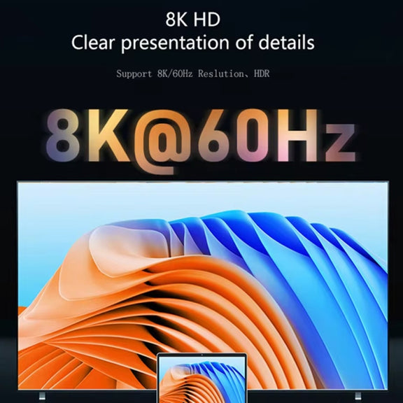 8K 60Hz HDTV to HDTV Side Bend Magnetic Converter(Sliver Left Bend)