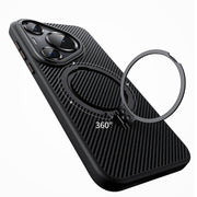 For Huawei Pura 70 Double Ring MagSafe Holder Carbon Fibre Phone Case(Black)