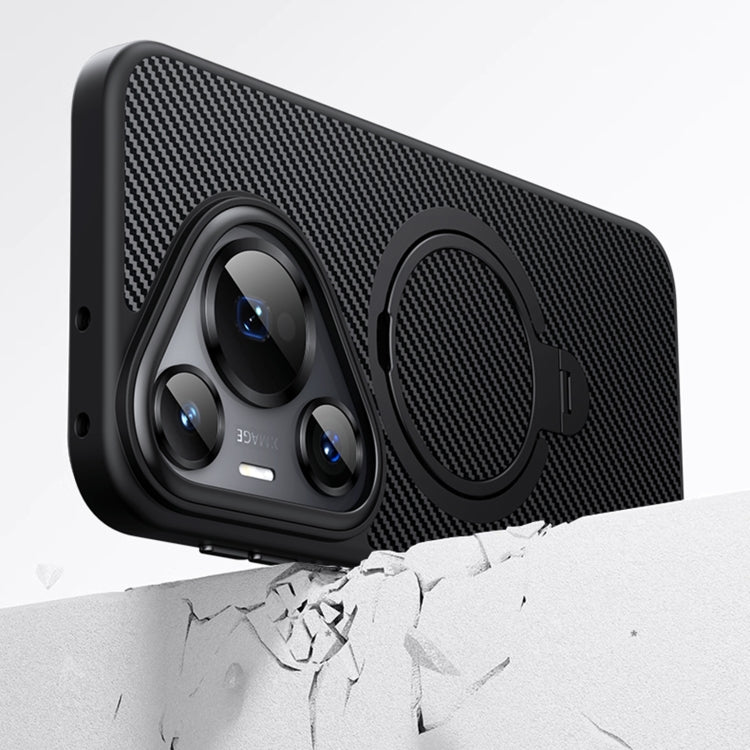 For Huawei Pura 70 Double Ring MagSafe Holder Carbon Fibre Phone Case(Black)