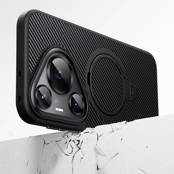 For Huawei Pura 70 Double Ring MagSafe Holder Carbon Fibre Phone Case(Silver)