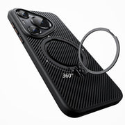 For Huawei Pura 70 Ultra Double Ring MagSafe Holder Carbon Fibre Phone Case(Black)
