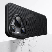 For Huawei Pura 70 Ultra Double Ring MagSafe Holder Carbon Fibre Phone Case(Black)
