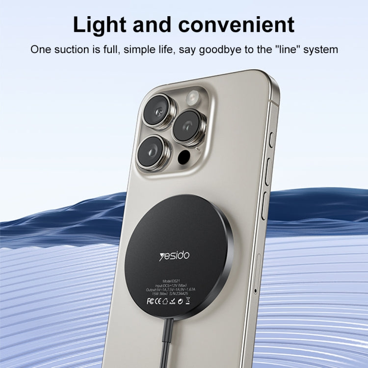 Yesido DS21 15W Detachable Magnetic Wireless Charger(Black)