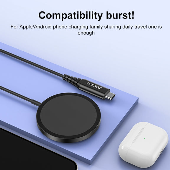 Yesido DS21 15W Detachable Magnetic Wireless Charger(Black)