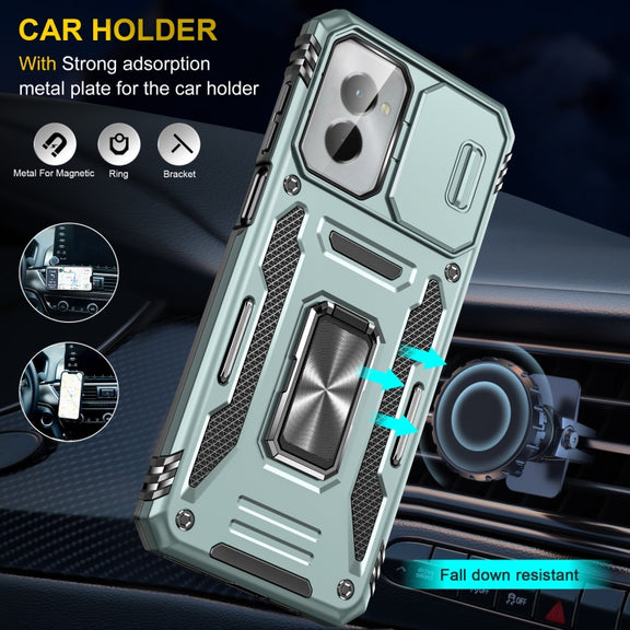 For Motorola Moto G Play 5G 2024 Armor PC + TPU Camera Shield Phone Case(Alpine Green)