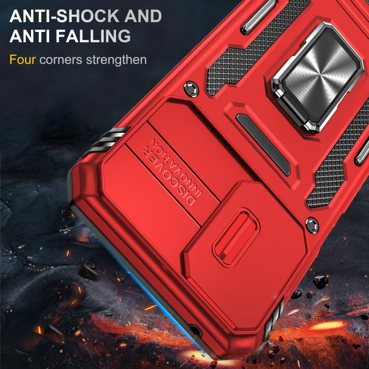For Motorola Moto G Play 5G 2024 Armor PC + TPU Camera Shield Phone Case(Red)