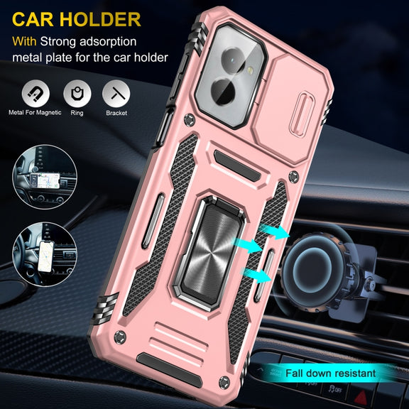 For Motorola Moto G Play 5G 2024 Armor PC + TPU Camera Shield Phone Case(Rose Gold)
