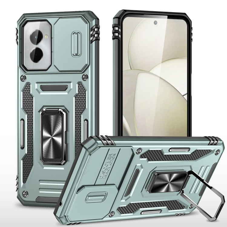 For Motorola Moto G Power 2024 Armor PC + TPU Camera Shield Phone Case(Alpine Green)