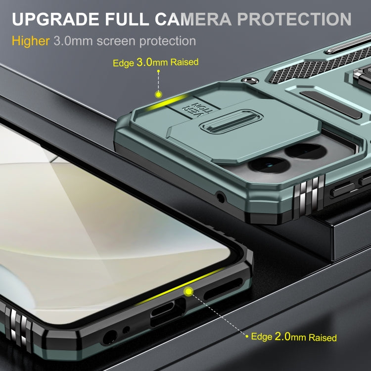 For Motorola Moto G Power 2024 Armor PC + TPU Camera Shield Phone Case(Alpine Green)