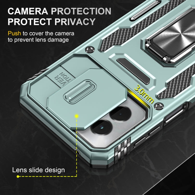 For Motorola Moto G Power 2024 Armor PC + TPU Camera Shield Phone Case(Alpine Green)