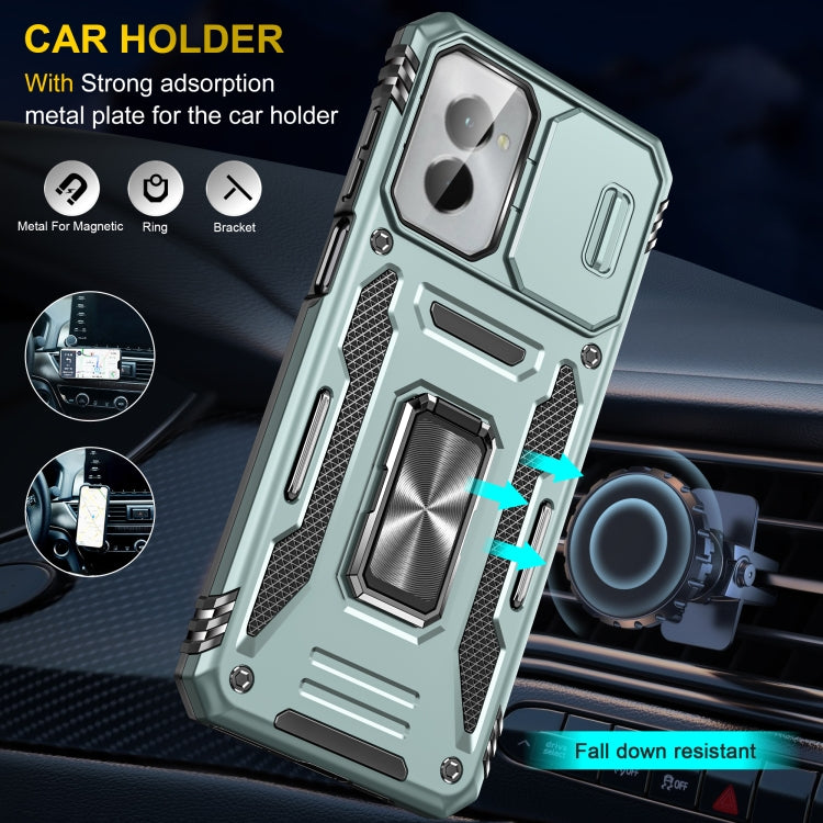 For Motorola Moto G Power 2024 Armor PC + TPU Camera Shield Phone Case(Alpine Green)