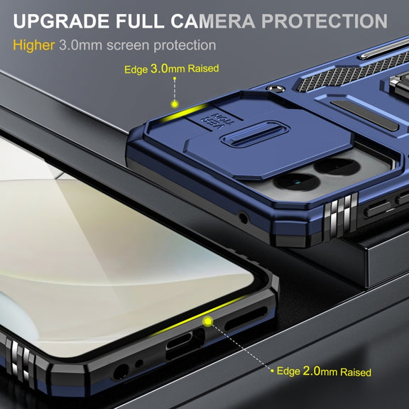 For Motorola Moto G Power 2024 Armor PC + TPU Camera Shield Phone Case(Navy Blue)