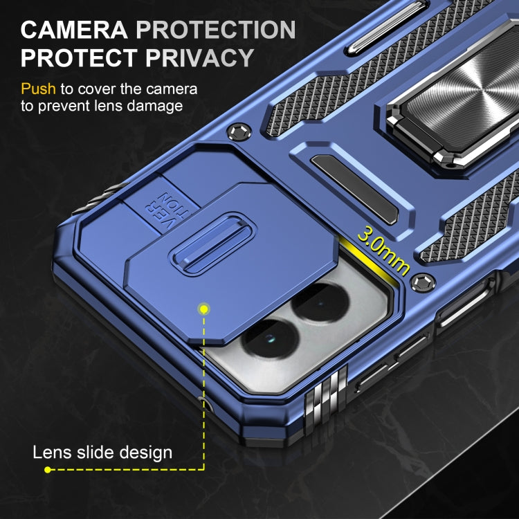 For Motorola Moto G Power 2024 Armor PC + TPU Camera Shield Phone Case(Navy Blue)