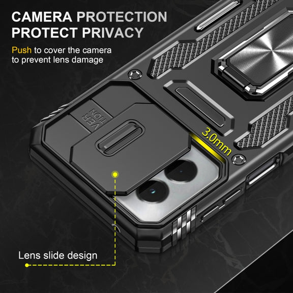For Motorola Moto G Power 2024 Armor PC + TPU Camera Shield Phone Case(Black)