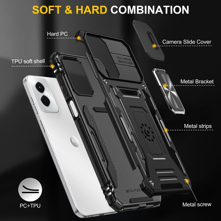 For Motorola Moto G Power 2024 Armor PC + TPU Camera Shield Phone Case(Black)
