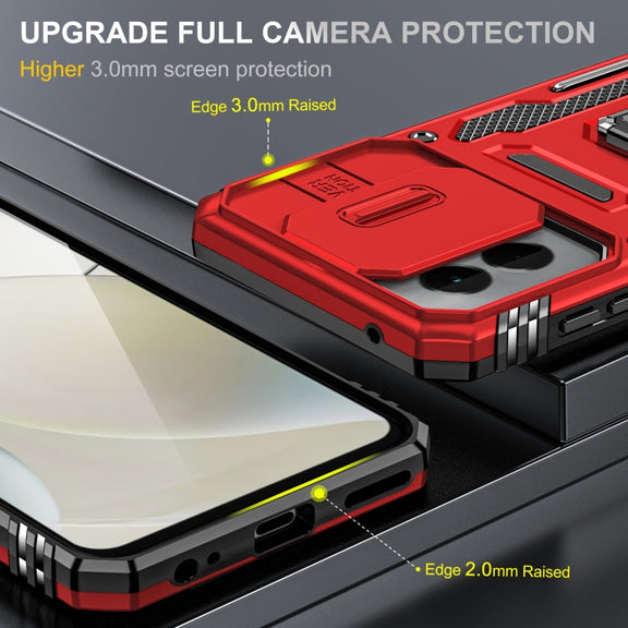For Motorola Moto G Power 2024 Armor PC + TPU Camera Shield Phone Case(Red)