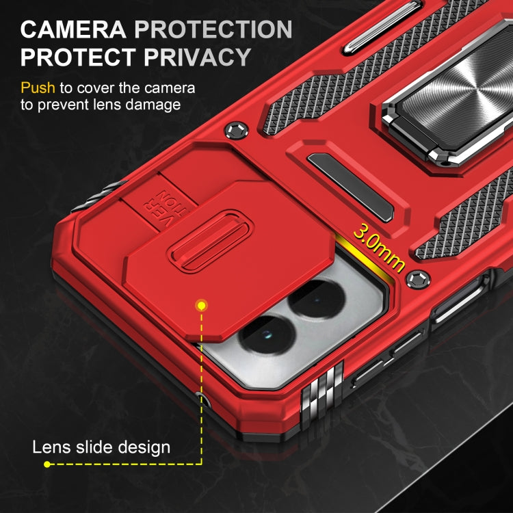 For Motorola Moto G Power 2024 Armor PC + TPU Camera Shield Phone Case(Red)