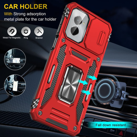 For Motorola Moto G Power 2024 Armor PC + TPU Camera Shield Phone Case(Red)