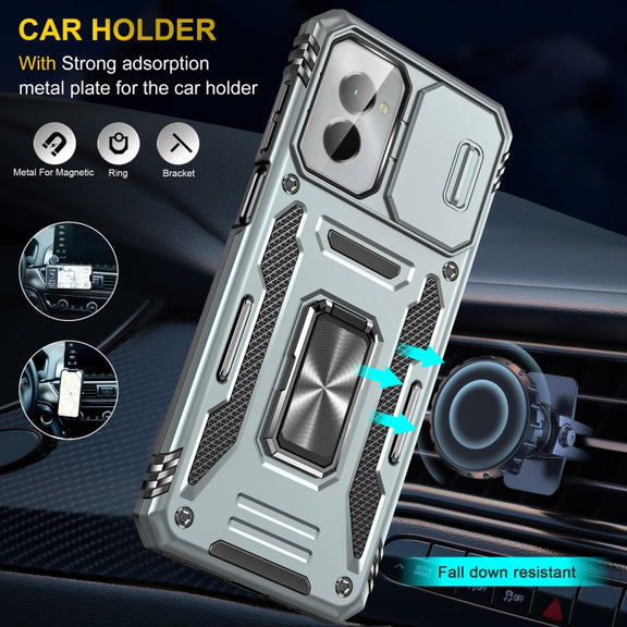 For Motorola Moto G Power 2024 Armor PC + TPU Camera Shield Phone Case(Grey)