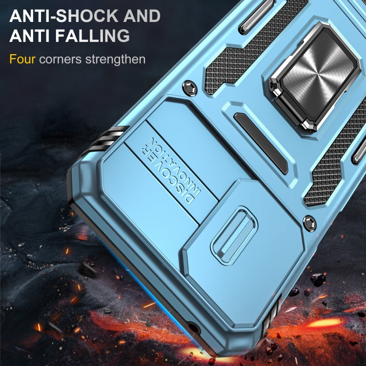 For Motorola Moto G Power 2024 Armor PC + TPU Camera Shield Phone Case(Light Blue)
