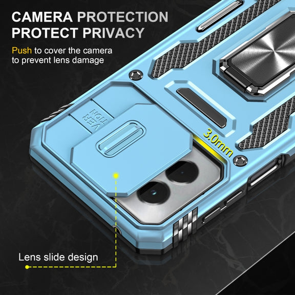 For Motorola Moto G Power 2024 Armor PC + TPU Camera Shield Phone Case(Light Blue)
