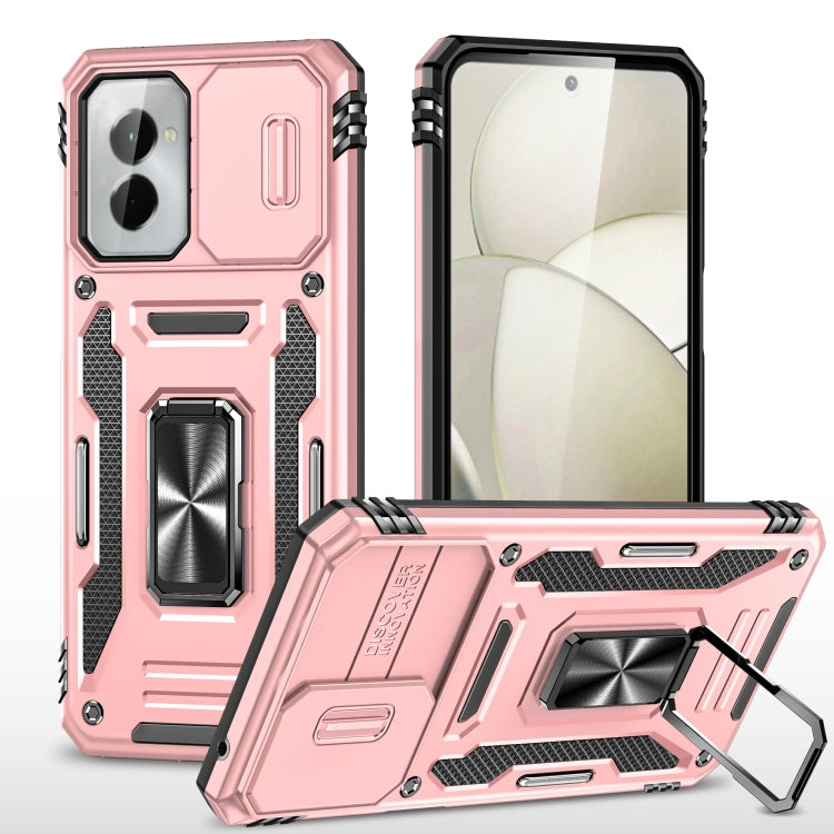 For Motorola Moto G Power 2024 Armor PC + TPU Camera Shield Phone Case(Rose Gold)