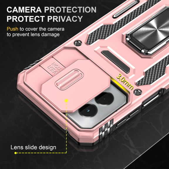 For Motorola Moto G Power 2024 Armor PC + TPU Camera Shield Phone Case(Rose Gold)