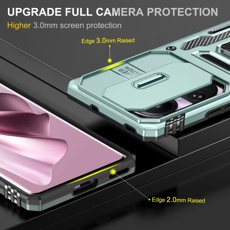 For OPPO Reno10 Global Armor PC + TPU Camera Shield Phone Case(Alpine Green)