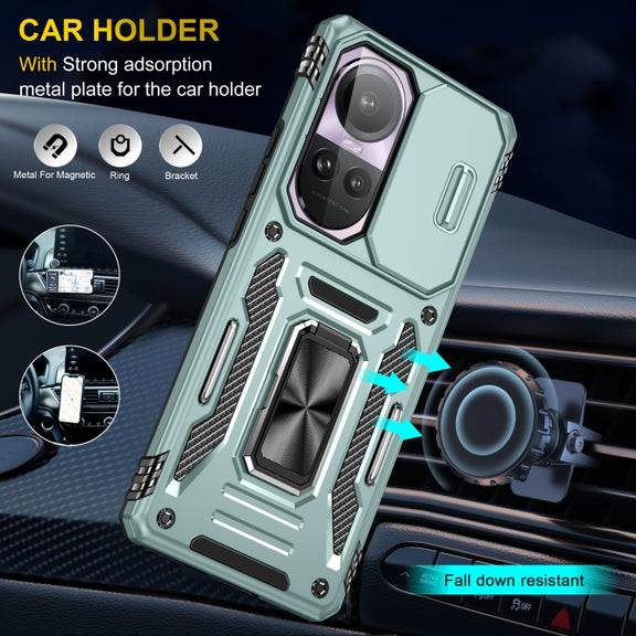 For OPPO Reno10 Global Armor PC + TPU Camera Shield Phone Case(Alpine Green)