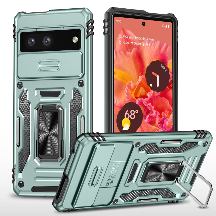 For Google Pixel 9/9 Pro Armor PC + TPU Camera Shield Phone Case(Alpine Green)