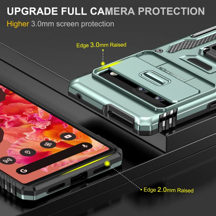 For Google Pixel 9/9 Pro Armor PC + TPU Camera Shield Phone Case(Alpine Green)
