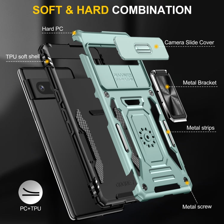 For Google Pixel 9/9 Pro Armor PC + TPU Camera Shield Phone Case(Alpine Green)
