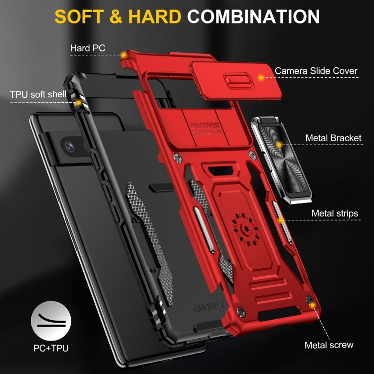 For Google Pixel 9/9 Pro Armor PC + TPU Camera Shield Phone Case(Red)