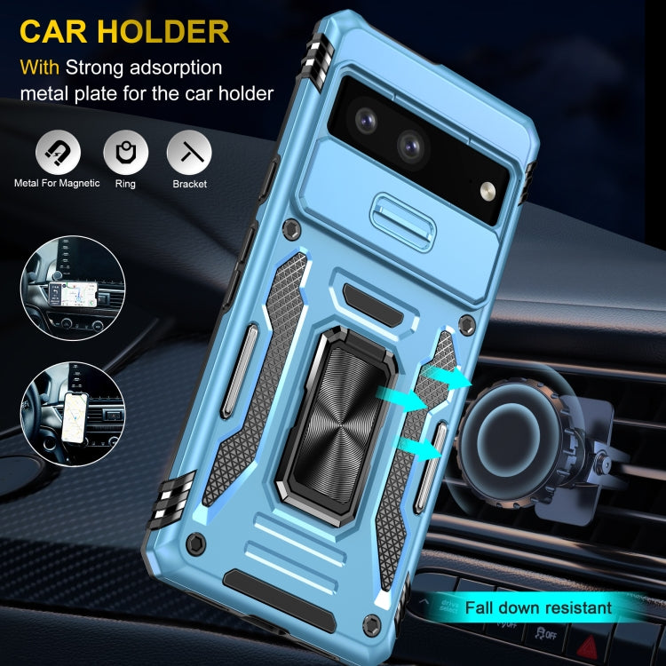 For Google Pixel 9/9 Pro Armor PC + TPU Camera Shield Phone Case(Light Blue)