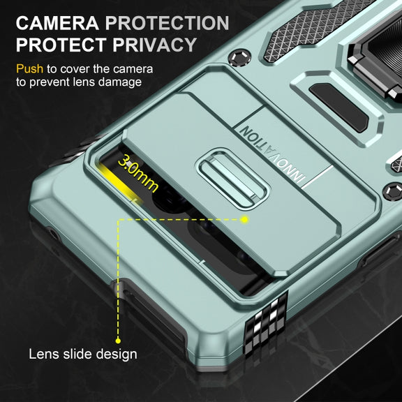 For Google Pixel 9 Pro XL 6.8 Armor PC + TPU Camera Shield Phone Case(Alpine Green)